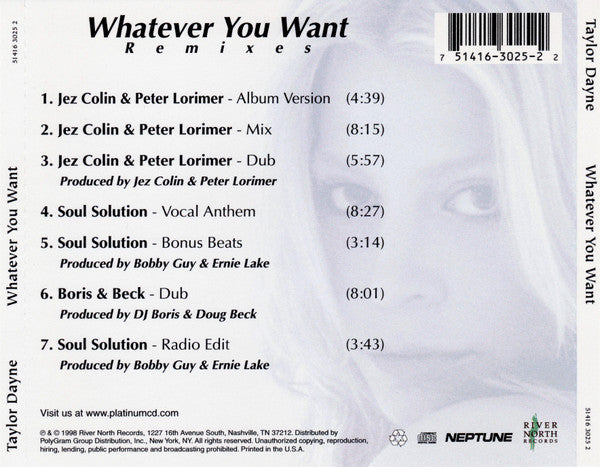 Taylor Dayne - Whatever You Want (Remixes) (CD) (M) - Endless Media