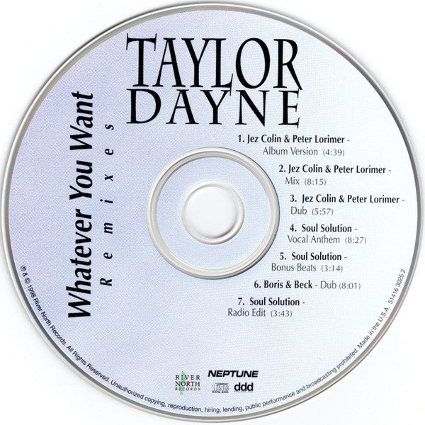 Taylor Dayne - Whatever You Want (Remixes) (CD) (M) - Endless Media