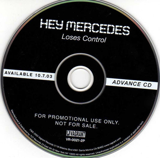 Hey Mercedes - Loses Control (CD) (VG+) - Endless Media