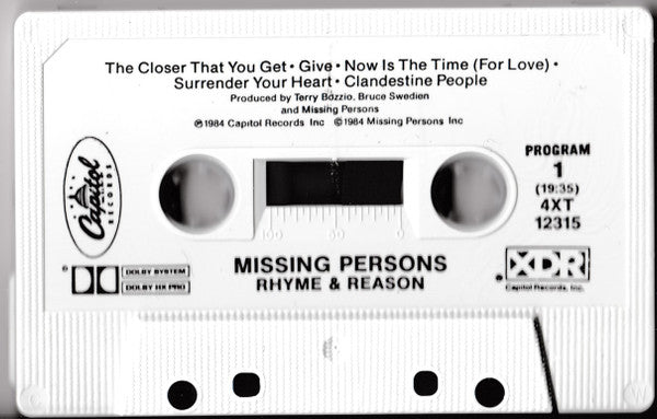 Missing Persons - Rhyme & Reason (Cassette) (VG) - Endless Media