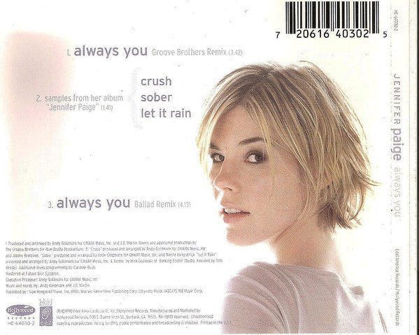 Jennifer Paige - Always You (CD) (M) - Endless Media