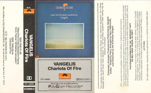 Vangelis - Chariots Of Fire (Cassette) (VG+) - Endless Media