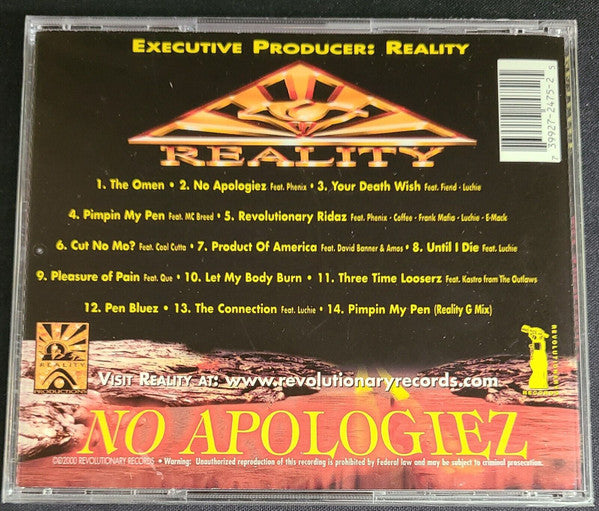 Reality  - No Apologiez (CD) (M) - Endless Media