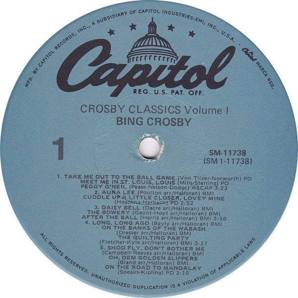 Bing Crosby - Crosby Classics Volume I (LP) (VG+) - Endless Media