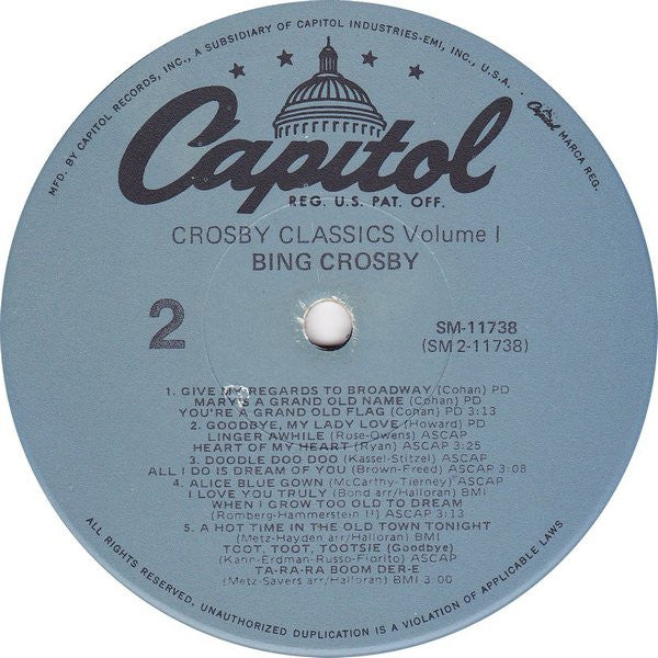 Bing Crosby - Crosby Classics Volume I (LP) (VG+) - Endless Media