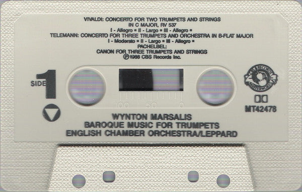 Wynton Marsalis, Antonio Vivaldi, Georg Philipp Telemann, Johann Pachelbel, Michael Haydn, Heinrich Ignaz Franz Biber, English Chamber Orchestra, Raymond Leppard - Baroque Music For Trumpets (Cassette) (VG+) - Endless Media