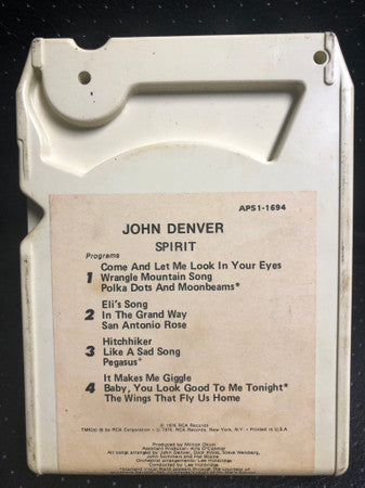 John Denver - Spirit (8-Track Cartridge) (G+) - Endless Media