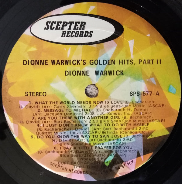 Dionne Warwick - Golden Hits Part 2 (LP) (VG) - Endless Media