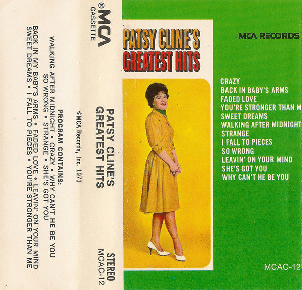 Patsy Cline - Greatest Hits (Cassette) (VG) - Endless Media