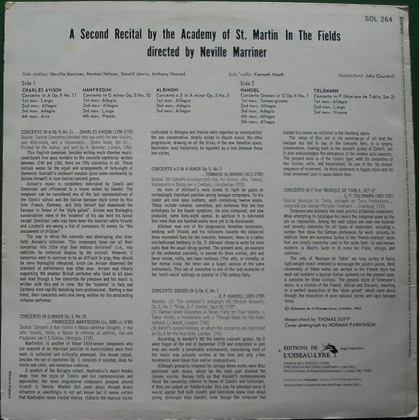 The Academy Of St. Martin-in-the-Fields Directed By Sir Neville Marriner - A Second Recital By The Academy Of St. Martin In The Fields (LP) (VG+) - Endless Media