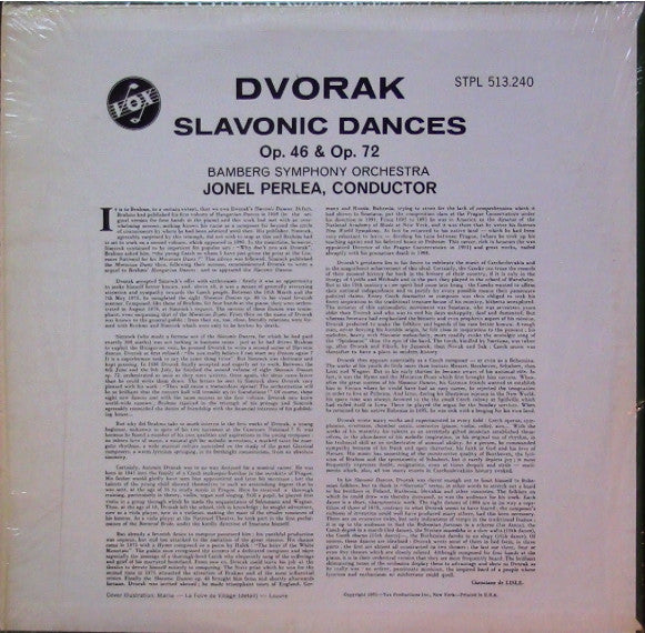 Antonín Dvořák, Bamberger Symphoniker, Jonel Perlea - Slavonic Dances (LP) (VG+) - Endless Media