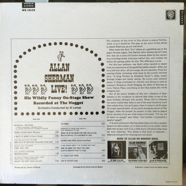 Allan Sherman - Live! (LP) (VG) - Endless Media