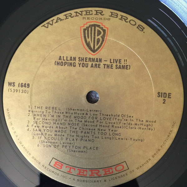 Allan Sherman - Live! (LP) (VG) - Endless Media