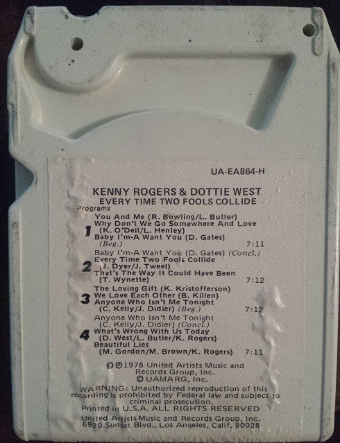 Kenny Rogers & Dottie West - Every Time Two Fools Collide (8-Track Cartridge) (G) - Endless Media