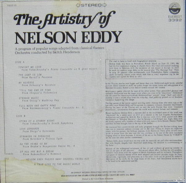 Nelson Eddy - The Artistry of Nelson Eddy (LP) (VG+) - Endless Media