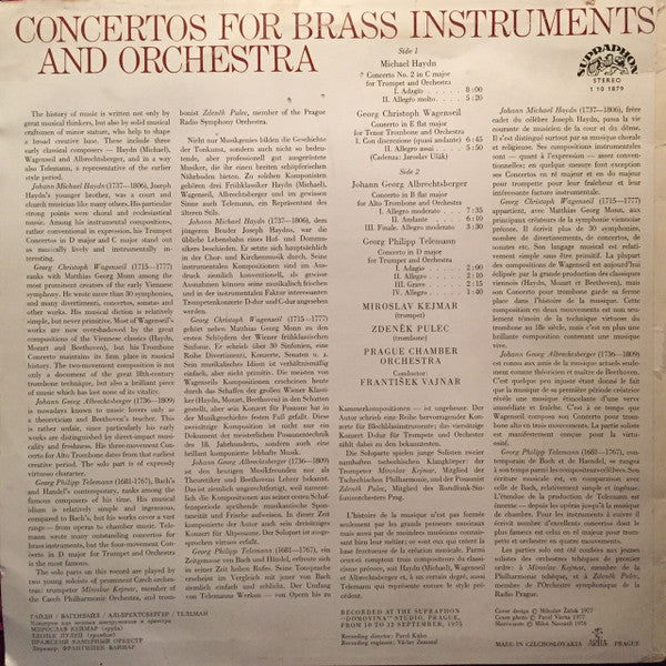 Georg Philipp Telemann, Joseph Haydn, Johann Georg Albrechtsberger, Georg Christoph Wagenseil, Miroslav Kejmar, Zdeněk Pulec, Prague Chamber Orchestra, František Vajnar - Concertos For Brass Instruments And Orchestra (LP) (VG+) - Endless Media