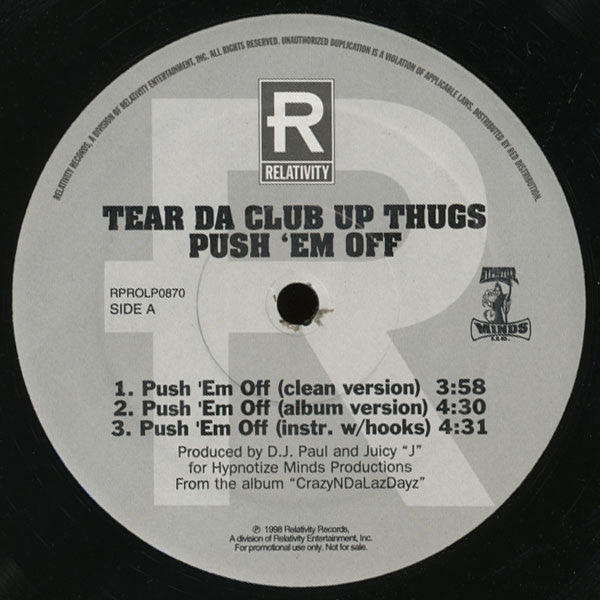 Tear Da Club Up Thugs - Push 'Em Off (12") (VG+) - Endless Media